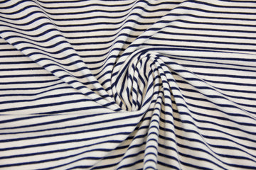 Jersey mit Streifen, weiß, marine, 0,5 m